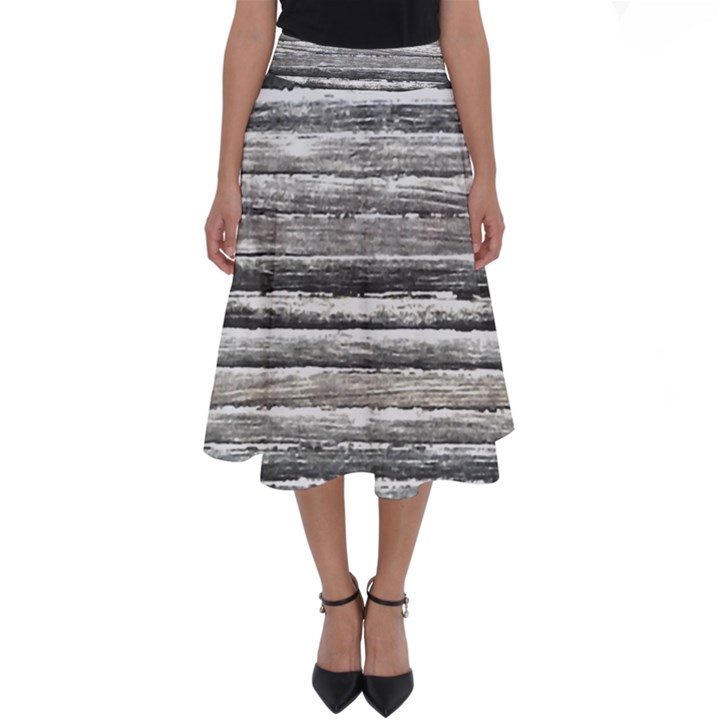 Striped Grunge Print Design Perfect Length Midi Skirt