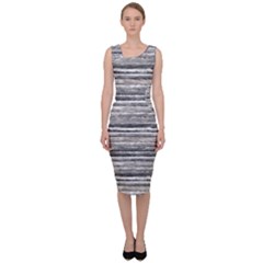 Striped Grunge Print Design Sleeveless Pencil Dress