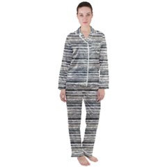 Striped Grunge Print Design Satin Long Sleeve Pyjamas Set