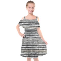 Striped Grunge Print Design Kids  Cut Out Shoulders Chiffon Dress by dflcprintsclothing