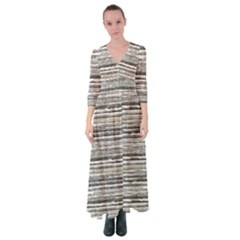 Striped Grunge Print Design Button Up Maxi Dress