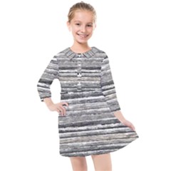 Striped Grunge Print Design Kids  Quarter Sleeve Shirt Dress