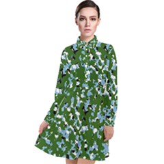 Greencamo1 Long Sleeve Chiffon Shirt Dress