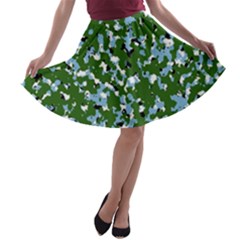 Greencamo1 A-line Skater Skirt by designsbyamerianna