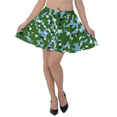 Greencamo1 Velvet Skater Skirt by designsbyamerianna