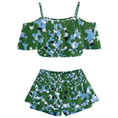 Greencamo1 Kids  Off Shoulder Skirt Bikini by designsbyamerianna