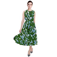 Greencamo1 Round Neck Boho Dress