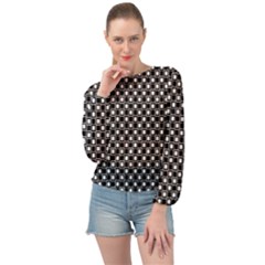 Black And White Boxes Banded Bottom Chiffon Top