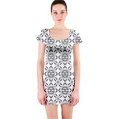 Black And White Patterned Backgroun Short Sleeve Bodycon Dress by designsbyamerianna