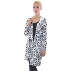 Black And White Patterned Backgroun Hooded Pocket Cardigan by designsbyamerianna