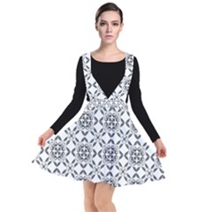 Black And White Patterned Backgroun Plunge Pinafore Dress by designsbyamerianna