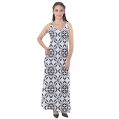 Black And White Patterned Backgroun Sleeveless Velour Maxi Dress by designsbyamerianna