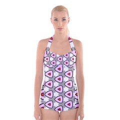 Patterns Seamlessly Texture Boyleg Halter Swimsuit 