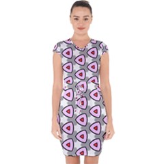 Patterns Seamlessly Texture Capsleeve Drawstring Dress 