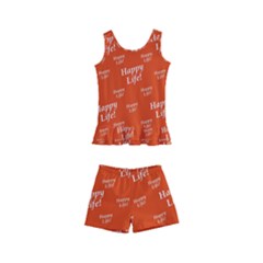 Motivational Happy Life Words Pattern Kids  Boyleg Swimsuit by dflcprintsclothing