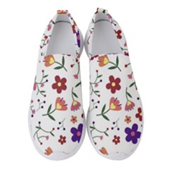 Flowers On A White Background            Women s Slip On Sneakers by LalyLauraFLM