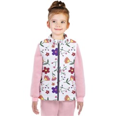 Flowers On A White Background             Kid s Puffer Vest