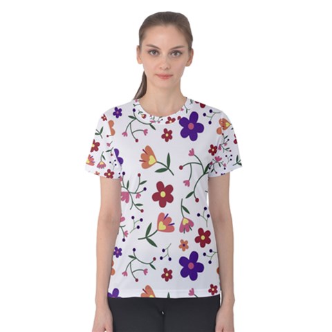 Flowers On A White Background              Women s Cotton Tee by LalyLauraFLM