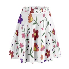 Flowers On A White Background                High Waist Skirt by LalyLauraFLM