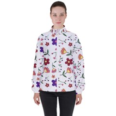 Flowers On A White Background              High Neck Windbreaker (women) by LalyLauraFLM