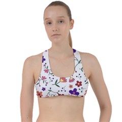 Flowers On A White Background             Criss Cross Racerback Sports Bra by LalyLauraFLM