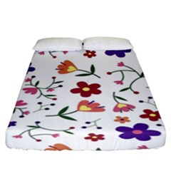 Flowers On A White Background             Fitted Sheet (king Size) by LalyLauraFLM