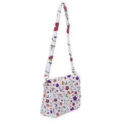 Flowers On A White Background          Shoulder Bag With Back Zipper by LalyLauraFLM