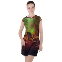 The Lonely Wolf In The Night Drawstring Hooded Dress by FantasyWorld7