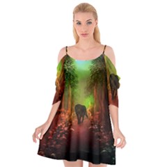 The Lonely Wolf In The Night Cutout Spaghetti Strap Chiffon Dress by FantasyWorld7