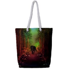 The Lonely Wolf In The Night Full Print Rope Handle Tote (small) by FantasyWorld7