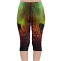 The Lonely Wolf In The Night Velvet Capri Leggings  View2