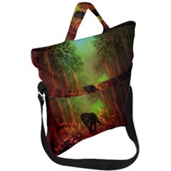 The Lonely Wolf In The Night Fold Over Handle Tote Bag by FantasyWorld7