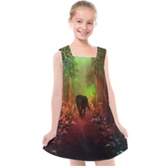 The Lonely Wolf In The Night Kids  Cross Back Dress by FantasyWorld7