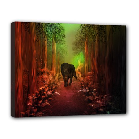 The Lonely Wolf In The Night Canvas 14  X 11  (stretched) by FantasyWorld7