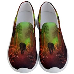 The Lonely Wolf In The Night Men s Lightweight Slip Ons by FantasyWorld7