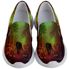 The Lonely Wolf In The Night Kids  Lightweight Slip Ons by FantasyWorld7