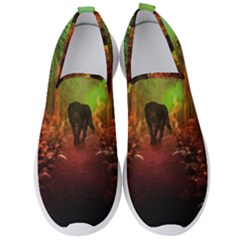 The Lonely Wolf In The Night Men s Slip On Sneakers by FantasyWorld7