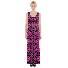 Floral To Be Happy Of In Soul And Mind Decorative Maxi Thigh Split Dress by pepitasart