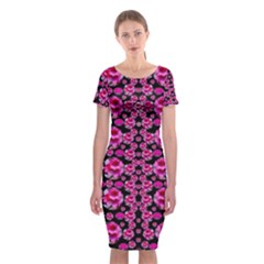 Floral To Be Happy Of In Soul And Mind Decorative Classic Short Sleeve Midi Dress by pepitasart