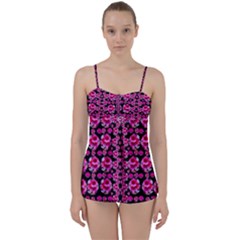 Floral To Be Happy Of In Soul And Mind Decorative Babydoll Tankini Set by pepitasart