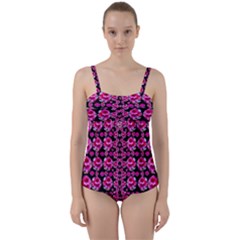 Floral To Be Happy Of In Soul And Mind Decorative Twist Front Tankini Set by pepitasart