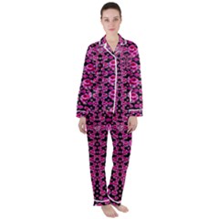 Floral To Be Happy Of In Soul And Mind Decorative Satin Long Sleeve Pyjamas Set