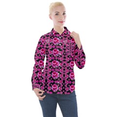 Floral To Be Happy Of In Soul And Mind Decorative Women s Long Sleeve Pocket Shirt