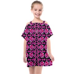 Floral To Be Happy Of In Soul And Mind Decorative Kids  One Piece Chiffon Dress by pepitasart