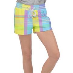 Easter Background Easter Plaid Women s Velour Lounge Shorts by Simbadda