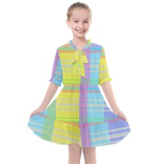 Easter Background Easter Plaid Kids  All Frills Chiffon Dress by Simbadda