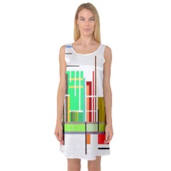 Business Finance Statistics Graphic Sleeveless Satin Nightdress by Simbadda