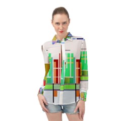 Business Finance Statistics Graphic Long Sleeve Chiffon Shirt