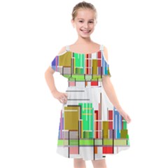 Business Finance Statistics Graphic Kids  Cut Out Shoulders Chiffon Dress