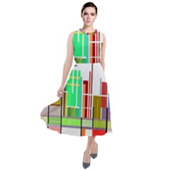 Business Finance Statistics Graphic Round Neck Boho Dress by Simbadda